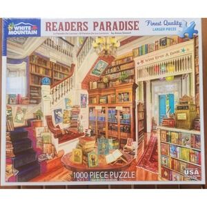 White Mountain 1000 Piece Puzzle - "Readers Paradise" Library Bookshop- NEW‎